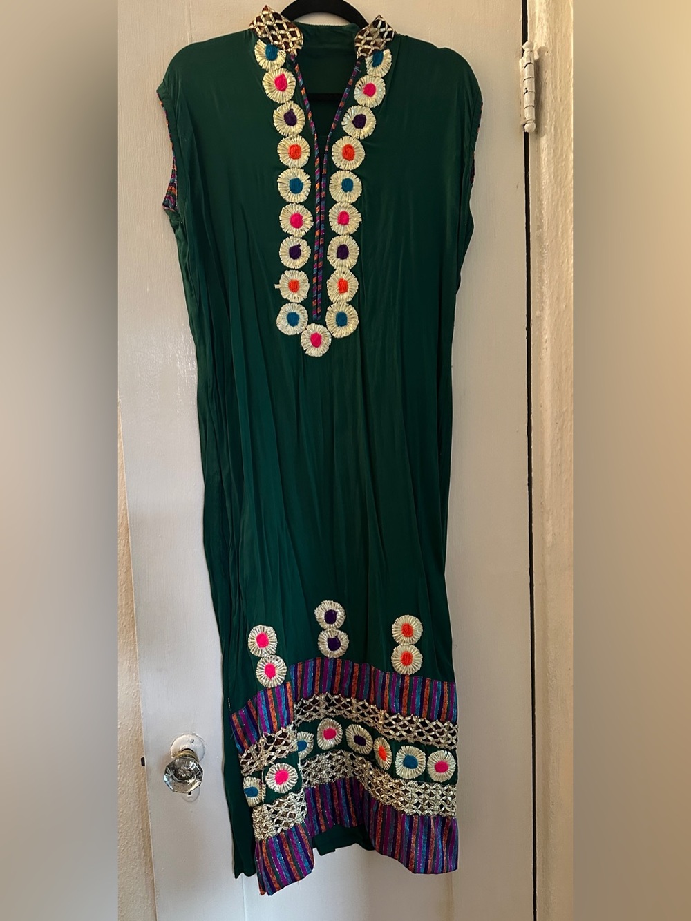 Vintage ethnic tunic-midi dress in Emerald Green Dress